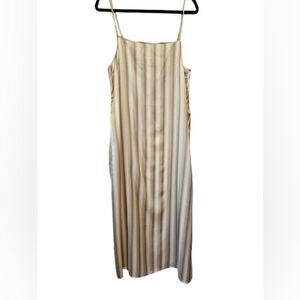 100% Silk Madewell Cream and Tan Striped Maxi Dress